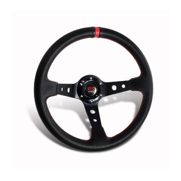 SK-Import Steering Wheel Drift Deep Dish Red 320mm 75mm Leather