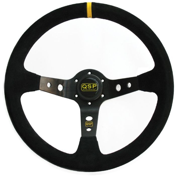 Black Suede steering wheel 350mm QSP 90mm offset 