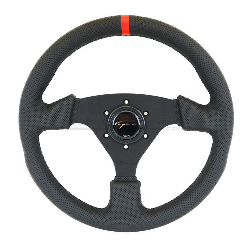 Vigor Steering Wheel Monza Black Cross Stitching With Red Center Line ...