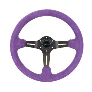 Vigor Steering Wheel Daytona Purple Cross Stitching Purple - Black 350mm Suede