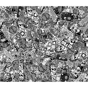 SK-Import Sticker Foil Graffiti Design 1 Stickerbomb Black White Vinyl