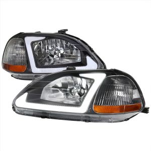 SK-Import Headlights Black Housing Clear Lens Honda Civic