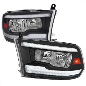 SK-Import Headlights Black Housing Clear Lens Dodge Ram