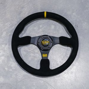 QSP Steering Wheel Racing SECOND CHANCE Black 350mm Suede