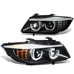 SK-Import Headlights Project Angel Eyes Black Housing Clear Lens BMW 3-serie