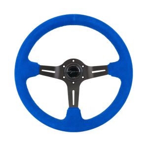 Vigor Steering Wheel Daytona Blue Cross Stitching Blue - Black 350mm Suede