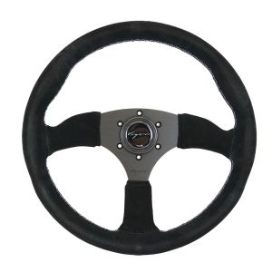 Vigor Steering Wheel Spa Motorsport Cross Stitching Black - Black 350mm Suede