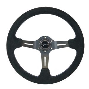 Vigor Steering Wheel Daytona Black - Black 350mm 70mm Suede Motorsport Waffle Stitch