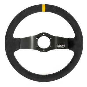 QSP Steering Wheel Racing Black 350mm 65mm Suede
