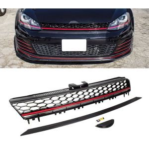 SK-Import Front Grill GTI Style Black - Red ABS Plastic Volkswagen Golf Pre Facelift
