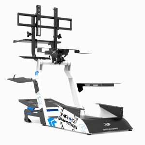 NRG Innovations Racing simulator stand Moza, Thrustmaster, Fanatec White Aluminum