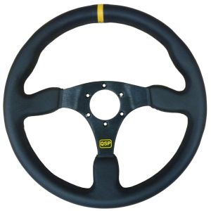 QSP Steering Wheel Racing Flat Black 350mm Leather