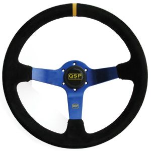 QSP Steering Wheel Racing Blue 350mm 70mm Suede