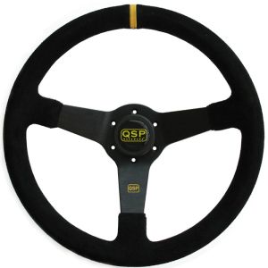 QSP Steering Wheel Racing Black 350mm 70mm Suede