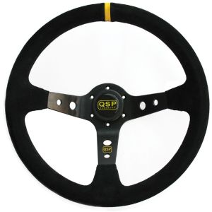 QSP Steering Wheel Racing Black 350mm 90mm Suede