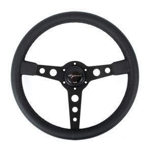 Vigor Steering Wheel Monte Carlo Black - Black 350mm 20mm Leather Black Waffle Stitch