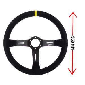LTEC Steering Wheel Racing Black 350mm 60mm Suede