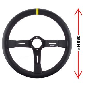 LTEC Steering Wheel Racing Black Cross Stitching Black 350mm Leather