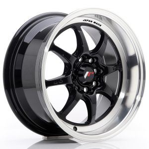 JR-Wheels TFII Wheels 15 Inch 7.5J ET30 4x100,4x108 Gloss Black Machined Lip