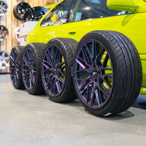 JR-Wheels JR28 SECOND CHANCE Wheels with tires 18 Inch 7.5J ET40 4x100 Gloss Blue Purple Chameleon