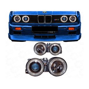 DEPO Headlights Angel Eyes Black Housing BMW 3-serie