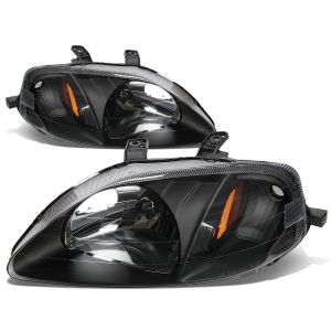 SK-Import Headlights JDM Style Black Housing Honda Civic Facelift 1999-2001 Phase 2