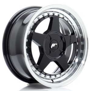 JR-Wheels JR6 Wheels 16 Inch 7J ET20-35 Custom PCD Gloss Black Machined Lip