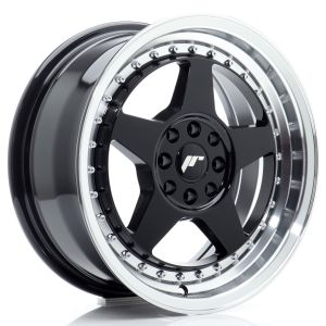 JR-Wheels JR6 Wheels 16 Inch 7J ET25 4x100,4x108 Gloss Black Machined Lip