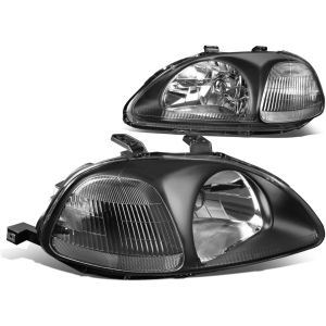 SK-Import Headlights JDM Style Manual Adjustable Black Housing Honda Civic Pre-Facelift 1996-1998 Phase 1