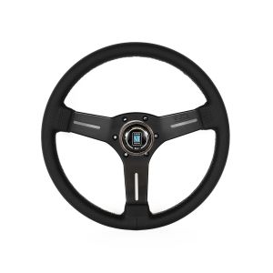 Nardi Steering Wheel Grey Cross Stitching Flat Black 330mm Perforated Leather