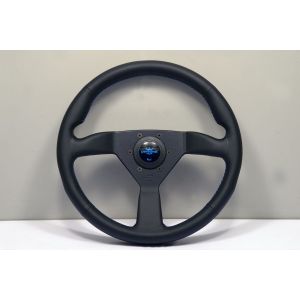 Personal Steering Wheel Black Cross Stitching Flat Black 350mm Leather