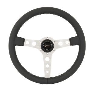 Vigor Steering Wheel Monte Carlo Grey Double Horizontal Stitching Black - Silver 350mm Leather