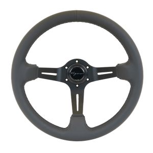Vigor Steering Wheel Daytona Black Cross Stitching Black - Black 350mm Leather