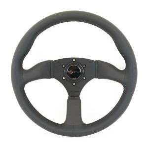 Vigor Steering Wheel Spa Black Cross Stitching Black - Black 350mm Leather