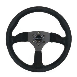 Vigor Steering Wheel Spa Black Cross Stitching Black - Black 350mm Suede