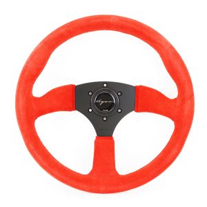 Vigor Steering Wheel Spa Red Cross Stitching Red - Black 350mm Suede