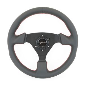 Vigor Steering Wheel Monza Red Cross Stitching Black - Black 330mm Leather