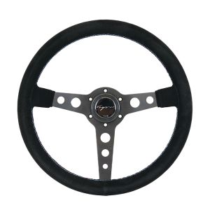 Vigor Steering Wheel Monte Carlo Motorsport Cross Stitching Black - Black 350mm Suede