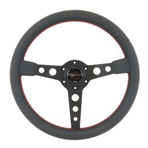 Vigor Steering Wheel Monte Carlo Red Cross Stitching Black - Black 350mm Leather