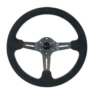 Vigor Steering Wheel Daytona Motorsport Cross Stitching Black - Black 350mm Suede