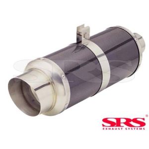 SRS Rear Universal Muffler G55 Black 61mm Carbon Fiber & Stainless Steel