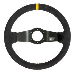 QSP Steering Wheel Racing Black Cross Stitching Black 350mm Suede
