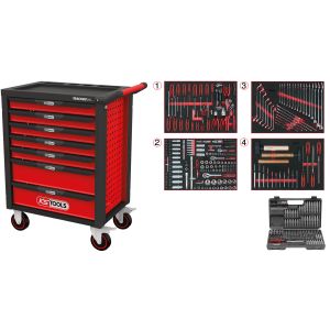 KS tools Tool Trolley Racingline 7 Drawers with 515 Tools Red Steel