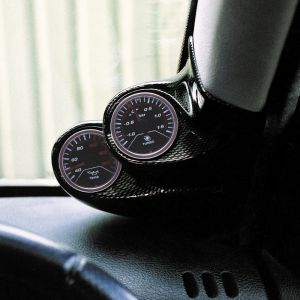 RGM Gauge Pod A-pillar 2 Gauges Carbon Fiber Look 52mm ABS Plastic Renault Clio