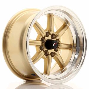JR-Wheels JR19 Wheels 15 Inch 8J ET20 4x100,4x114.3 Gold Machined Lip