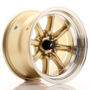 JR-Wheels JR19 Wheels 15 Inch 9J ET-13 4x100,4x114.3 Gold Machined Lip