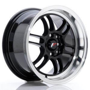 JR-Wheels JR7 Wheels 15 Inch 8J ET35 4x100,4x114.3 Gloss Black Machined Lip