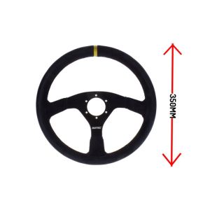 LTEC Steering Wheel Racing Black Cross Stitching Flat Black 350mm Suede