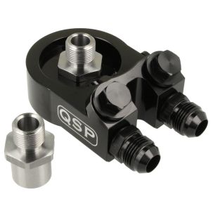 QSP Oil Cooler Sandwich plate With Thermostat AN10 Black Aluminum