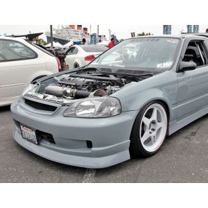 PU Design Front Bumper Lip Chargespeed Style Black Polyurethane Honda Civic Facelift 1999-2001 Phase 2